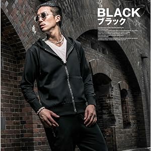 Amazon.co.jp: [ルービック] ラインストーンZIPパーカー メンズ