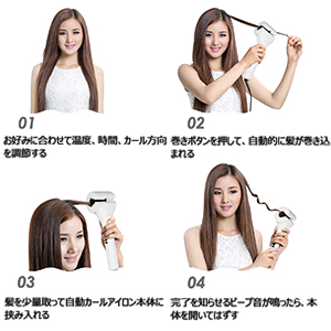 Amazon Co Jp Amzdeal オートカール ヘアアイロン ミラカール アイロン マイナスイオン 8秒自動巻き カール方向 時間 温度調節可能 海外対応 自宅 旅行 デート18ヶ月の保障期間 白 ドラッグストア