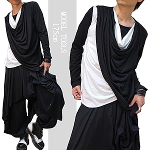 Amazon Co Jp Hippies ヒッピーズ カットソー Tシャツ ドレープ メンズ レディース V系 モード レイヤード 0092 パープル 服 ファッション小物