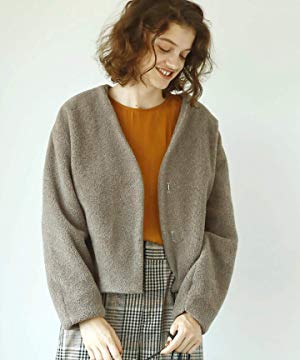le.coeur blanc - ルクールブラン　ボア　ノーカラー　ジャケット　ブルゾン　36 モカ 943307_db14.jpg?20230711093856