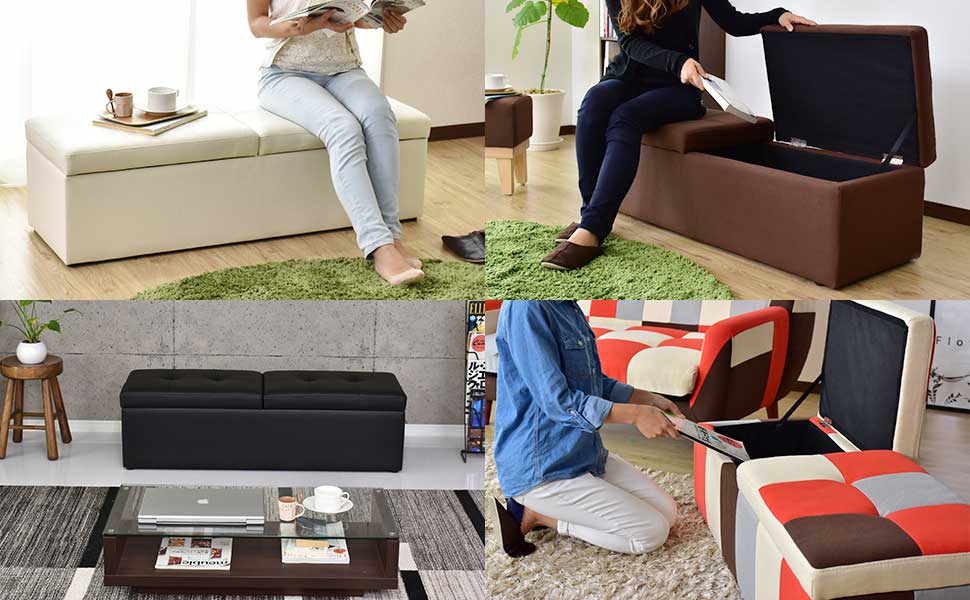 Amazon.co.jp: DORIS ドリス 収納スツール ベンチソファ 幅119