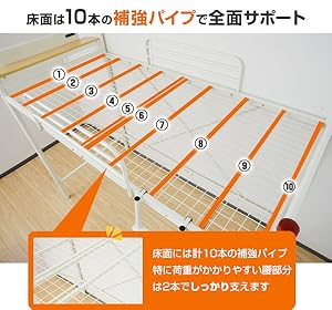 Amazon｜[山善] 宮付き セミ ロフトベッド ベッド下内寸高さ