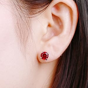 060Ag【全6色】ピアス　一粒　6爪　S925　誕生石　赤　7月　ルビー スワロフスキー クリスタル ルビー ピアス 6mm 赤 レッド 紅