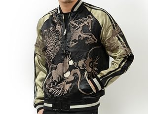 SCRIPT 花旅楽団　スクリプト　スカジャン　リバーシブル Amazon | 花旅楽団 和柄 スカジャン 伏龍柄 リバーシブル 刺繍