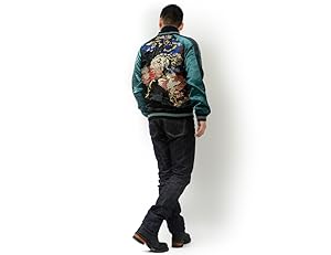 Amazon | [花旅楽団] 和柄 スカジャン 鶏 紫陽花 リバーシブル