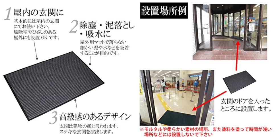８枚セット送料込み　マット 屋外玄関マット ラバーマット 【半円 長方形 】 泥落としタイプ