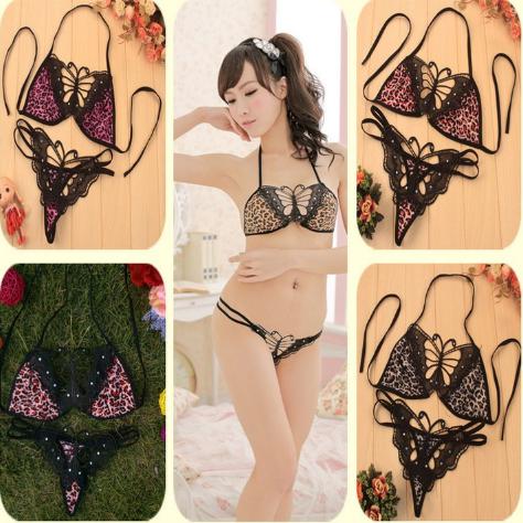 Amazon.co.jp: レオパード 蝶々 豹柄 ブラジャー Tバック