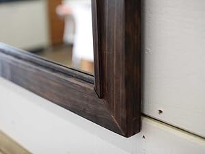 Amazon.co.jp: ウッドフレームミラー w45d2h60cm ダークブラウン