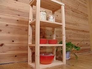 Amazon｜三段ラック 背板なし w45d24h84cm 無塗装白木 3段 木製
