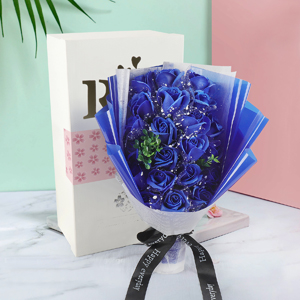 Amazon Fauhal 純潔な色 海のような青いバラ ソープフラワー 薔薇 造花 枯れない花 石鹸花 花 造花 花束プレゼント ソープフラワー 花束 母の日 クリスマス バレンタインデー 昇進 転居 還暦 元旦 送別会 お見舞い 結婚や出産祝い等色々な場所で活躍できます