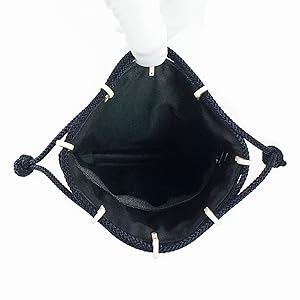 Amazon.co.jp: [印傳屋] 印伝 合切袋 巾着袋 マチ付 鹿革 黒地