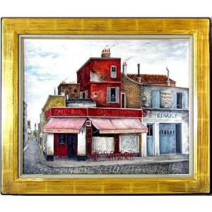 油彩画　油絵　絵画　カフェテリア　M8号　ヨーロッパ風景画 アルルのフォーラム広場のカフェテラス、夜景 - フィンセント