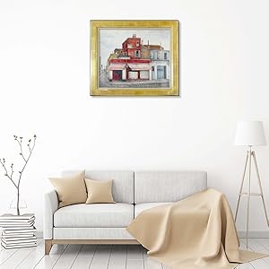 Amazon.co.jp: 井上覚造『街角のキャッフェ(F12号)』油彩画 風景画