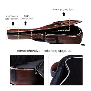 Amazon Leking ギターケース 軽量 ギグバッグ アコースティックギター ソフト Pu 頑丈 厚手クッション付き 手提げ リュック型 2way 41 42インチ アコースティックギターケース 楽器 音響機器