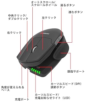 Amazon | 角度と大きさを調整できる縦型マウス ユニマウス ワイヤレス