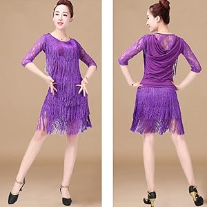 社交ダンス　紫フリンジラテンドレス 楽天市場】社交ダンス ラテンドレス ラテンダンス衣装 フリンジ