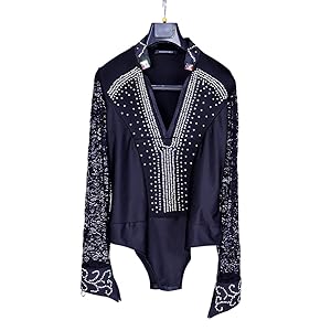 【美品 社交ダンス衣装】ブラック シャツ ブラウス 黒 レース ベロア メンズ imgrc0079233699.jpg