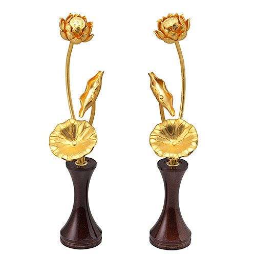 常花　20(仏具、仏壇) 楽天市場】仏具・仏花 小常花 アルミ製 3号5本立（左のみ）金色