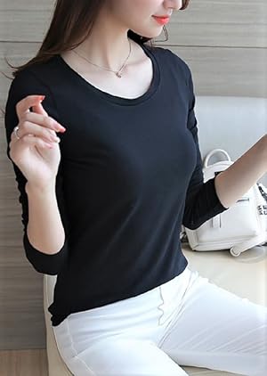 Amazon Co Jp レアノリ Leonori レディース スーツ インナー 無地 薄手 さらさら 長袖 カットソー トップス ろんt 服 ファッション小物