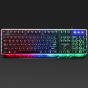 有線ゲーミングキーボード RGBライティング Amazon | LANGTU メンブレンゲーミングキーボード レインボーLED