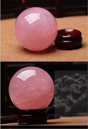 天然石✨✨ローズクォーツ丸玉　台座付き 天然ローズクォーツ 丸玉（ブラジル産）10cm 台座付き｜ピンク