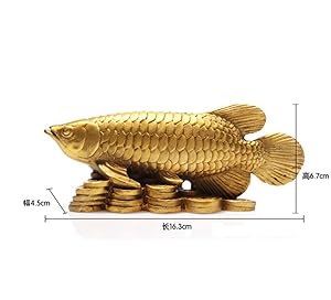 Amazon.co.jp: 金龍魚 アロワナ 銅製 招財 風水置物 魚の置物