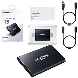 外付けハードディスク・ドライブ SAMSUNG Portable SSD T5 1TB Amazon | Samsung 外付けSSD T5 1TB USB3.1 Gen2対応 MU-PA1T0B