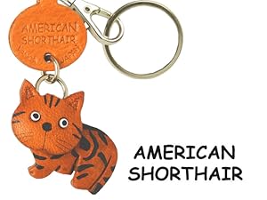 Amazon.co.jp: 本革製 猫キーホルダー ねこ アメリカンショート