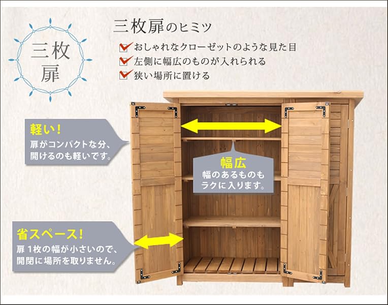 Amazon Co Jp 木製収納庫 大型 物置 屋外 北欧 天然木 三枚扉 アンティーク ホワイト ホーム キッチン Amazon Co Jp 木製収納庫 大型 物置 屋外 北欧 天然木 三枚扉 アンティーク ホワイト ホーム キッチン