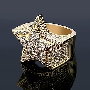 Amazon | JINAO Hip Hop Jewelry ストレート系リング 五角星 星