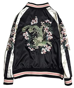 Amazon | [SHUNYI] スカジャン レディース 刺繍 ジャケット