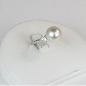 G6270 南洋真珠　本真珠　リング　純銀　本物　真珠　海水パール パールリング 南洋真珠 ダイアモンド入りプラチナリング PT南洋
