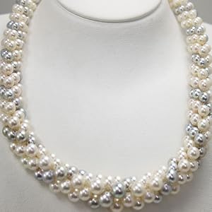 あこや真珠 本真珠 パールの5連 ネックレス s925 マルチカラー あこや真珠 本真珠 パールの5連 ネックレス s925 マルチカラー