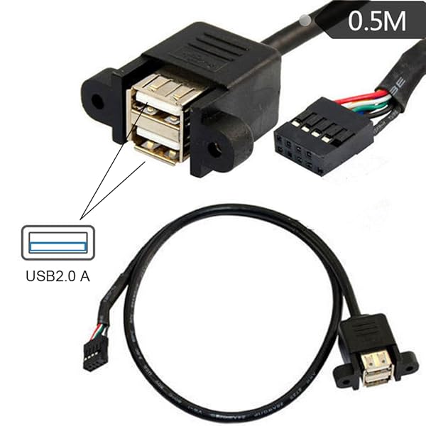 Amazon | Rosebe USB2.0ケーブル、デュアルUSB 2.0 Aメスパネル