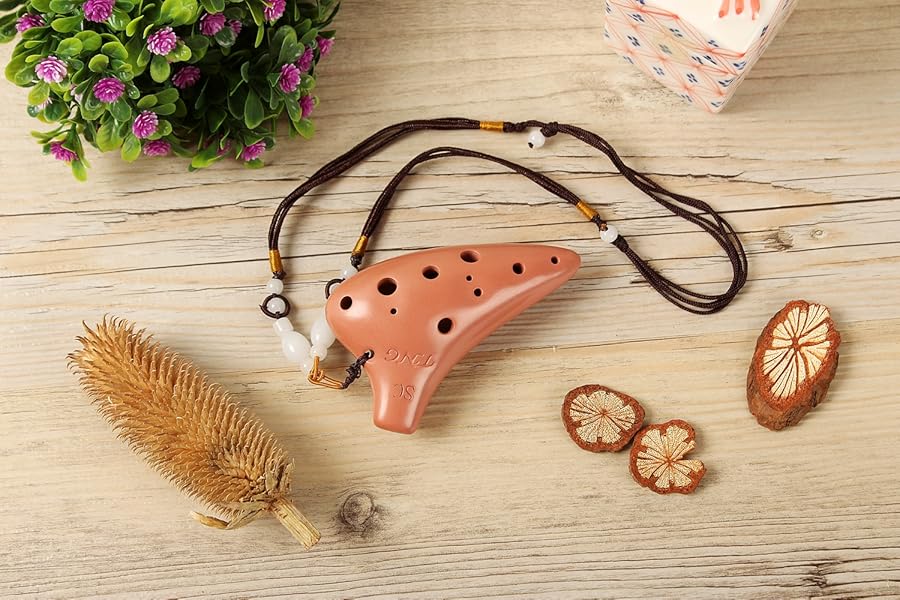 Amazon Co Jp Tng ミニオカリナ ネックレス ブラウン 12穴 高級 首飾り シングル ソプラノ C調 Ocarina 管吹奏 楽器 紫砂 楽器
