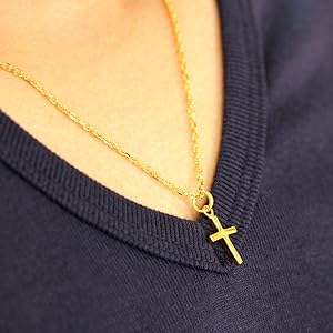 Amazon | 24K ゴールド コーティング ネックレス クロス 十字
