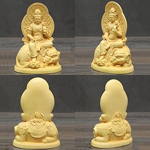 Amazon｜仏像 【文殊菩薩・普賢菩薩】 置物 柘植製高級木彫り