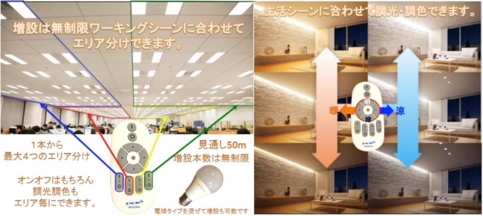 リモコン式調光調色LED エコピカLUMI*R シリーズ 直菅型 電球型 etc (120cm2本 リモコン有) d2ldlup Amazon | エコピカLUMI*R LED蛍光灯 リモコン式 調光調色 直菅型