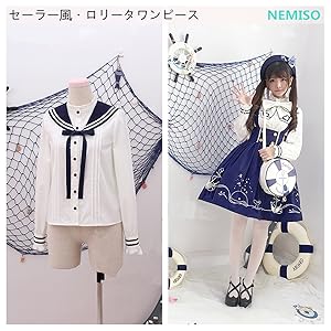 Amazon.co.jp: NEMISO ロリータ セーラー ワンピース Lolita服