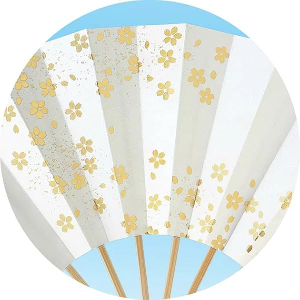 Amazon.co.jp: [花かげ] 舞扇子 愛 1526 白パール地 桜 金 9寸5