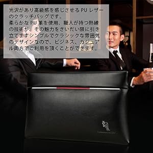 huanshou 2way 革 セカンドバッグ クラッチバッグ メンズ フォーマルバッグ Ipad mini収納可 b5 6枚カード収納 小銭入れあり レザー カジュアル フォーマル 結婚式 冠婚葬祭 紳士用 男性用-2