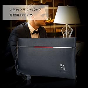 huanshou 2way 革 セカンドバッグ クラッチバッグ メンズ フォーマルバッグ Ipad mini収納可 b5 6枚カード収納 小銭入れあり レザー カジュアル フォーマル 結婚式 冠婚葬祭 紳士用 男性用-7