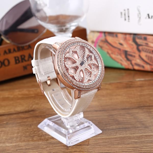 Amazon Mnoel ホワイト グルグル時計 文字盤が回る くるくる時計 ぐるぐる時計 ゴールドフェイス ビッグフェイスデザイン ウォッチ 腕時計 Around Watch レディース腕時計 腕時計 通販