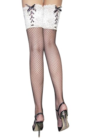 Amazon | [ルリジューズ] 網 タイツ ニーハイ レース アップ