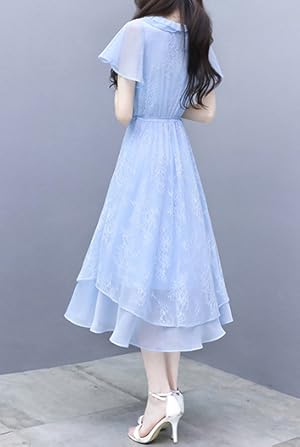 ランバンsize10/140サイズ　フレアカットワンピースドレス　青　キラキラ ランバンsize10/140サイズ フレアカットワンピースドレス 青