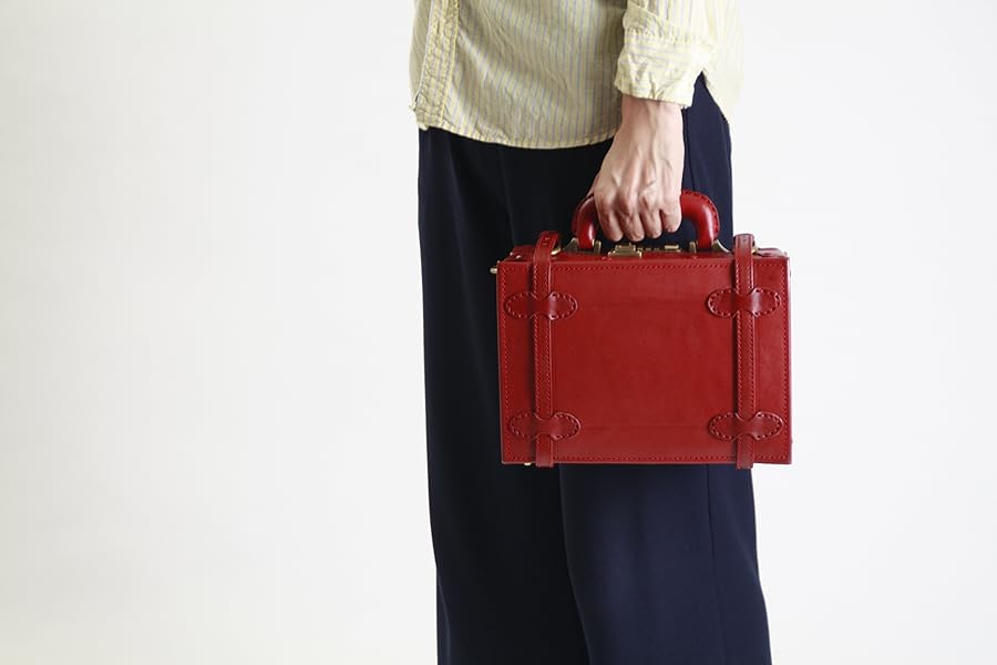 未使用LEAVESリーブス、牛革、ミニトランク、レトロ、旅行、ハンドメイド、底鋲 Amazon | [LEAVES（リーブス） 革小物] ハンドメイド牛革