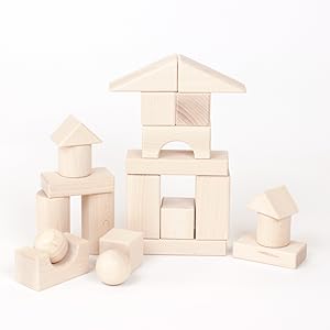 オーダーメイド　木製積み木セット Amazon | グランパパ オリジナル 国産 積み木セット 収納袋付 22