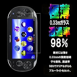 (未使用･未開封品)　PS Vita2000用 液晶保護フィルム 超硬質ガラスフィルム9H ブルーライトカット qdkdu57 PSVita用 液晶保護フィルム 超硬質ガラスフィルム9H ブルー