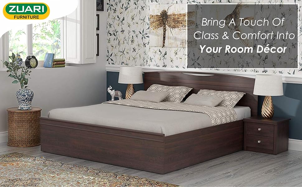 Zuari Fortaleza Queen with PullOut Box Storage Bed (Teak Walnut PLB