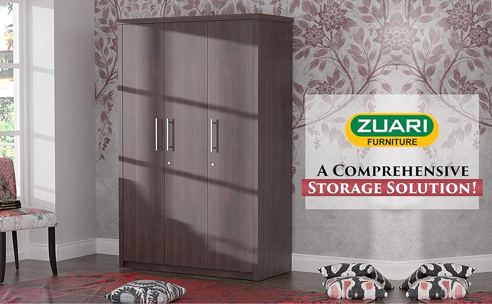 Zuari Ozone 3 Door Wardrobe (Teak Walnut PLB)